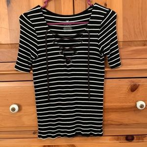 American Eagle Soft Knit Shirt with Lace Up Front - Size XS